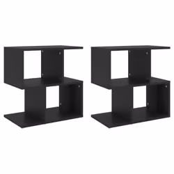 vidaXL 2x Bedside Cabinets Black Engineered Wood Telephone Stand Nightstand - Additional view 2