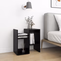 vidaXL 2x Bedside Cabinets Black Engineered Wood Telephone Stand Nightstand - Additional view 3