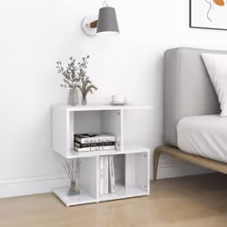 vidaXL Bedside Cabinet High Gloss White Engineered Wood Furniture Nightstand