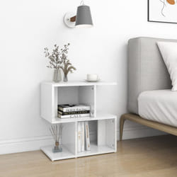 vidaXL Bedside Cabinet High Gloss White Engineered Wood Furniture Nightstand