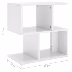 vidaXL Bedside Cabinet High Gloss White Engineered Wood Furniture Nightstand - Additional view 4