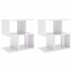 vidaXL 2x Bedside Cabinets High Gloss White Engineered Wood Furniture Set