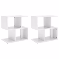 vidaXL 2x Bedside Cabinets High Gloss White Engineered Wood Furniture Set