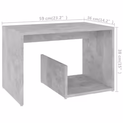 vidaXL Side Table Concrete Grey Engineered Wood Coffee Table Magazine Rack - Additional view 2