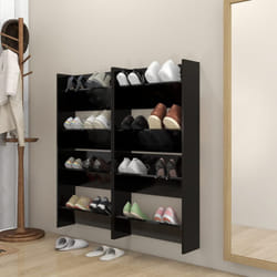vidaXL 4x Wall Shoe Cabinets Black Engineered Wood Hanging Shoe Organiser Rack