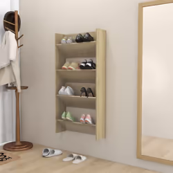 vidaXL Wall Shoe Cabinet Shoe Rack Hall Shoe Storage Cupboard Engineered Wood - sonoma oak, 2 pcs/ 60 cm/ 60 cm