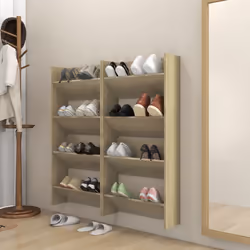 vidaXL 4x Wall Shoe Cabinets Sonoma Oak Engineered Wood Hanging Shoe Organiser