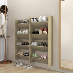vidaXL 4x Wall Shoe Cabinets Sonoma Oak Engineered Wood Hanging Shoe Organiser