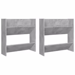 vidaXL Wall Shoe Cabinet Shoe Rack Hall Shoe Storage Cupboard Engineered Wood - concrete grey, 2 pcs/ 60 cm/ 60 cm