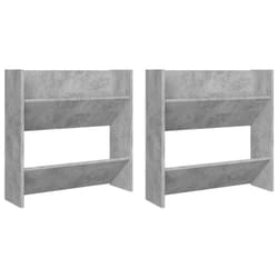 vidaXL Wall Shoe Cabinet Shoe Rack Hall Shoe Storage Cupboard Engineered Wood - concrete grey, 2 pcs/ 60 cm/ 60 cm