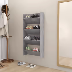 vidaXL Wall Shoe Cabinet Shoe Rack Hall Shoe Storage Cupboard Engineered Wood - concrete grey, 2 pcs/ 60 cm/ 60 cm