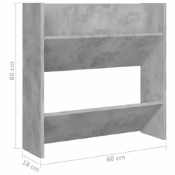 vidaXL Wall Shoe Cabinet Shoe Rack Hall Shoe Storage Cupboard Engineered Wood - concrete grey, 2 pcs/ 60 cm/ 60 cm - Additional view 7