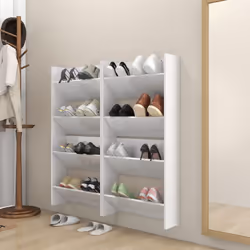 vidaXL 4x Wall Shoe Cabinets High Gloss White Engineered Wood Shoe Cabinet