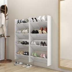 vidaXL 4x Wall Shoe Cabinets High Gloss White Engineered Wood Shoe Cabinet