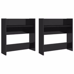 vidaXL 2x Wall Shoe Cabinets High Gloss Black Engineered Wood Hanging Shelf