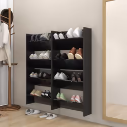 vidaXL 4x Wall Shoe Cabinets High Gloss Black Engineered Wood Shelf Cabinet
