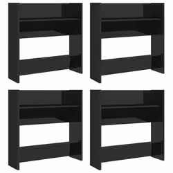 vidaXL 4x Wall Shoe Cabinets High Gloss Black Engineered Wood Shelf Cabinet