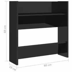 vidaXL 4x Wall Shoe Cabinets High Gloss Black Engineered Wood Shelf Cabinet - Additional view 8
