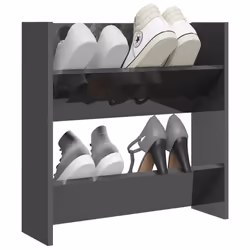 vidaXL Wall Shoe Cabinet High Gloss Grey Engineered Wood Shoe Rack Cabinet