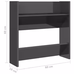 vidaXL Wall Shoe Cabinet High Gloss Grey Engineered Wood Shoe Rack Cabinet - Additional view 4