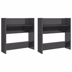 vidaXL 2x Wall Shoe Cabinets High Gloss Grey Engineered Wood Hanging Shoe Rack