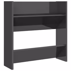 vidaXL 4x Wall Shoe Cabinets High Gloss Grey Engineered Wood Shoe Rack Cabinet - Additional view 5