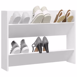 vidaXL Wall Shoe Cabinet White Chipboard Hanging Shoe Organiser Rack Shelf