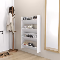 vidaXL Wall Shoe Cabinet Shoe Rack Hall Shoe Storage Cupboard Engineered Wood - white, 2 pcs/ 60 cm/ 80 cm