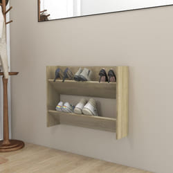vidaXL Wall Shoe Cabinet Sonoma Oak Engineered Wood Hanging Organiser Shelf