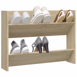 vidaXL Wall Shoe Cabinet Sonoma Oak Engineered Wood Hanging Organiser Shelf