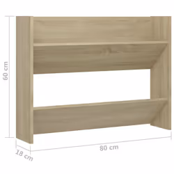 vidaXL Wall Shoe Cabinet Sonoma Oak Engineered Wood Hanging Organiser Shelf - Additional view 4