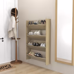 vidaXL Wall Shoe Cabinet Shoe Rack Hall Shoe Storage Cupboard Engineered Wood - sonoma oak, 2 pcs/ 60 cm/ 80 cm