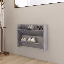 vidaXL Wall Shoe Cabinet Concrete Grey Engineered Wood Hanging Organiser Shelf