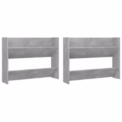 vidaXL 2x Wall Shoe Cabinets Concrete Grey Chipboard Hanging Shoe Rack Shelf
