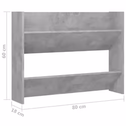 vidaXL 2x Wall Shoe Cabinets Concrete Grey Chipboard Hanging Shoe Rack Shelf - Additional view 4