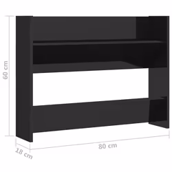 vidaXL Wall Shoe Cabinet High Gloss Black Engineered Wood Hanging Shoe Rack - Additional view 6