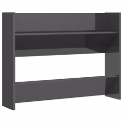 vidaXL Wall Shoe Cabinet High Gloss Grey Engineered Wood Hanging Cabinet Set