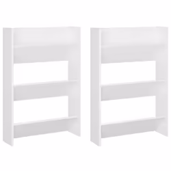vidaXL 2x Wall Shoe Cabinets White Chipboard Hanging Shoe Organiser Rack Shelf