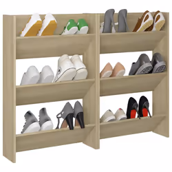 vidaXL Wall Shoe Cabinet Shoe Rack Hall Shoe Storage Cupboard Engineered Wood - sonoma oak, 2 pcs/ 90 cm/ 60 cm - Additional view 2