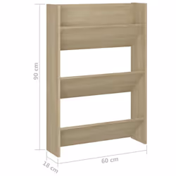 vidaXL Wall Shoe Cabinet Shoe Rack Hall Shoe Storage Cupboard Engineered Wood - sonoma oak, 2 pcs/ 90 cm/ 60 cm - Additional view 7