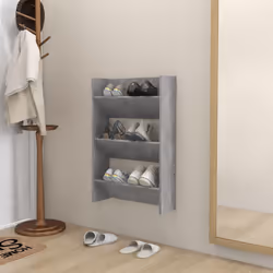 vidaXL Wall Shoe Cabinet Concrete Grey Engineered Wood Hanging Shoe Organiser