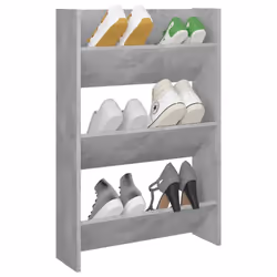 vidaXL Wall Shoe Cabinet Concrete Grey Engineered Wood Hanging Shoe Organiser
