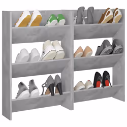 vidaXL 2x Wall Shoe Cabinets Concrete Grey Engineered Wood Hanging Organiser