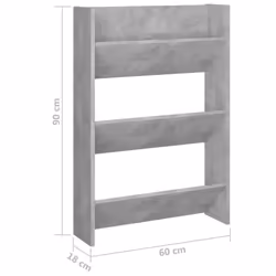 vidaXL 2x Wall Shoe Cabinets Concrete Grey Engineered Wood Hanging Organiser