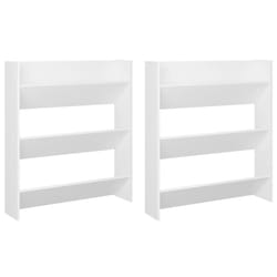 vidaXL Wall Shoe Cabinet Shoe Rack Hall Shoe Storage Cupboard Engineered Wood - white, 2 pcs/ 90 cm/ 80 cm