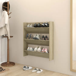 vidaXL Wall Shoe Cabinet Sonoma Oak Engineered Wood Storage Organiser Shelf