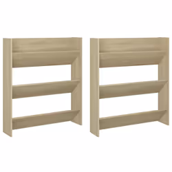 vidaXL Wall Shoe Cabinet Shoe Rack Hall Shoe Storage Cupboard Engineered Wood - sonoma oak, 2 pcs/ 90 cm/ 80 cm