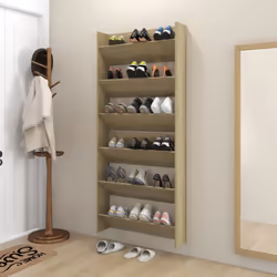 vidaXL Wall Shoe Cabinet Shoe Rack Hall Shoe Storage Cupboard Engineered Wood - sonoma oak, 2 pcs/ 90 cm/ 80 cm