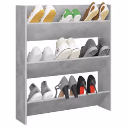 vidaXL Wall Shoe Cabinet Shoe Rack Hall Shoe Storage Cupboard Engineered Wood - concrete grey, 1 pcs/ 90 cm/ 80 cm