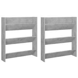 vidaXL Wall Shoe Cabinet Shoe Rack Hall Shoe Storage Cupboard Engineered Wood - concrete grey, 2 pcs/ 90 cm/ 80 cm